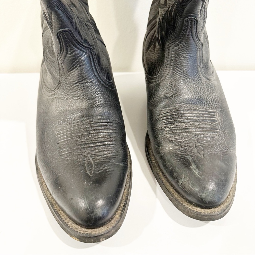 Ariat Men's Heritage R Toe Black Deertan Leather Western Cowboy Boots 9.5 EE - Picture 2 of 11
